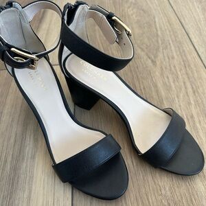 Cole Haan Black Heels with Ankle Strap and Block Heel